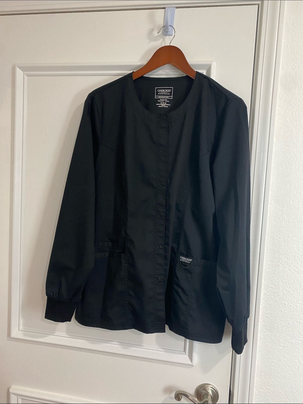 Cherokee Revolution Workwear Black Scrub Uniform Jacket Size Medium 8-10